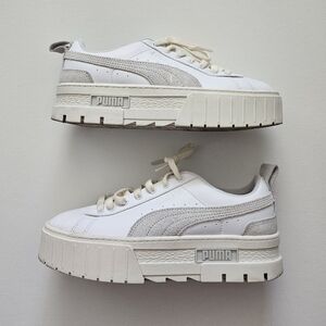 Puma White Platform Mayze Sneakers